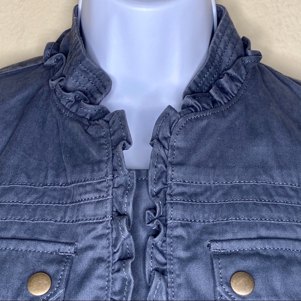 BANANA REPUBLIC Blue-Gray Structured Ruffle Jacket - Sz 4 - Picture 4 of 9